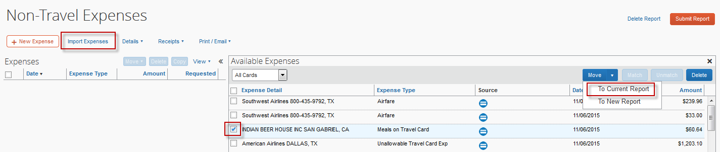 travel expenses report