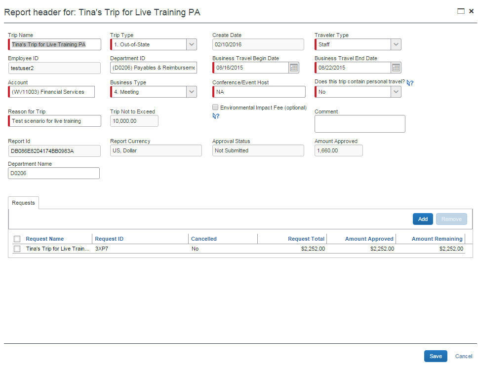 travel and expense reports
