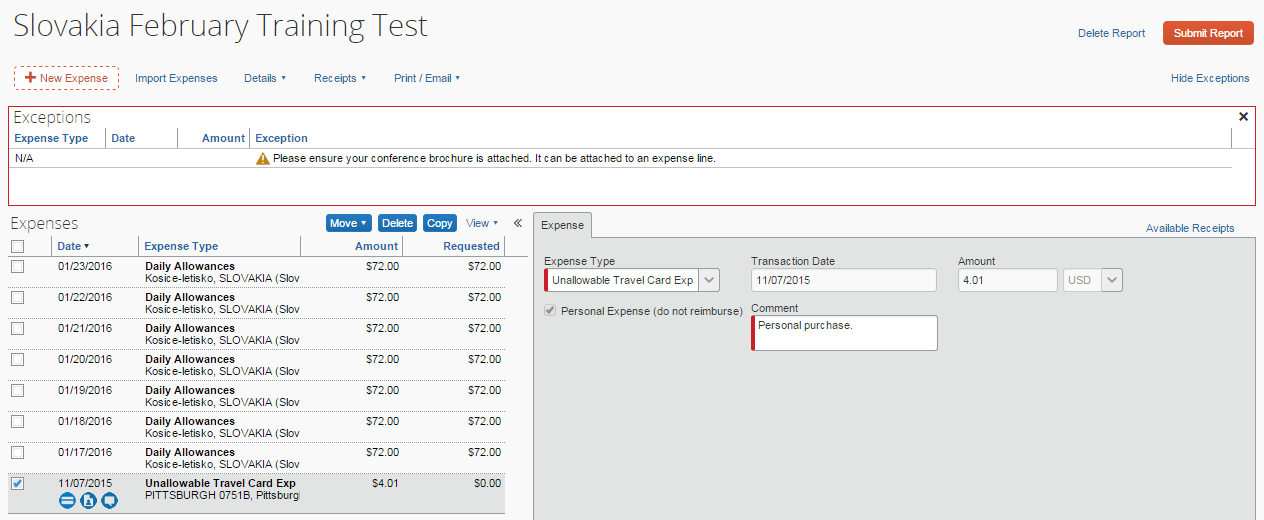 travel and expense reports