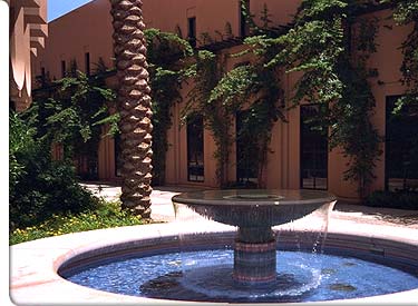 A fountain in the courtyard of the Music Building. ASU's Master of Music program is among the top 20 of music programs, and the top 9 in public institutions.