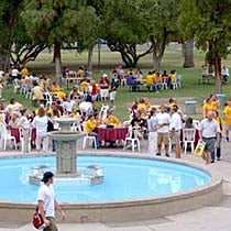 Fountain on Alumni Lawn in front of Old Main