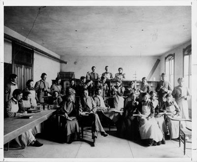 Chemistry class in the Old Main building, 1898