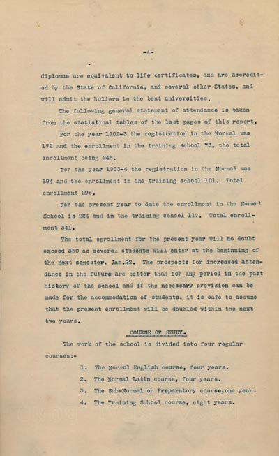 Normal Report Biennial Report to 23rd Legislature, 1902-03 and 1903-04