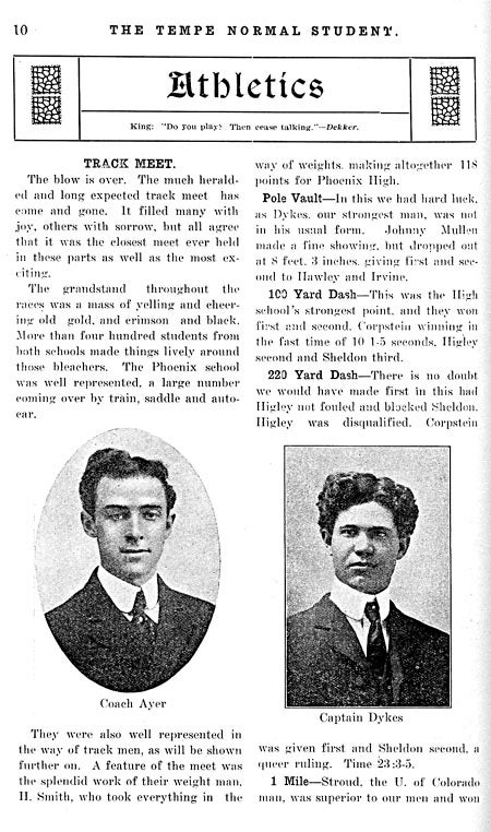 The Tempe Normal Student, Article on track meet, November 6, 1908, page 10