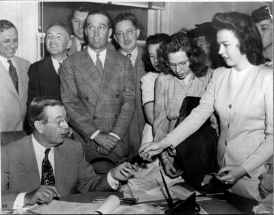 Name change Legislation being signed by Governor Sidney P. Osborn, 1945