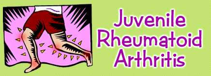 Header showing child with sore knees and ankle and text saying Juvenile Rheumatoid Arthritis
