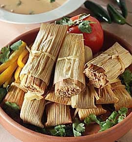 Serving of chicken tamales
