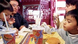 family eating at McDonald's