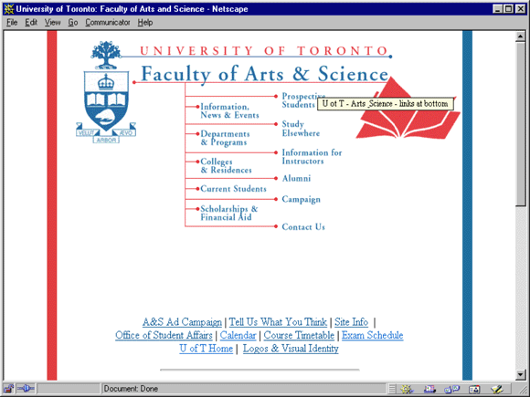 [screenshot of University of Toronto Faculty of Arts & Science website]