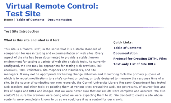 [Virtual Remote Control: Test Site - text]