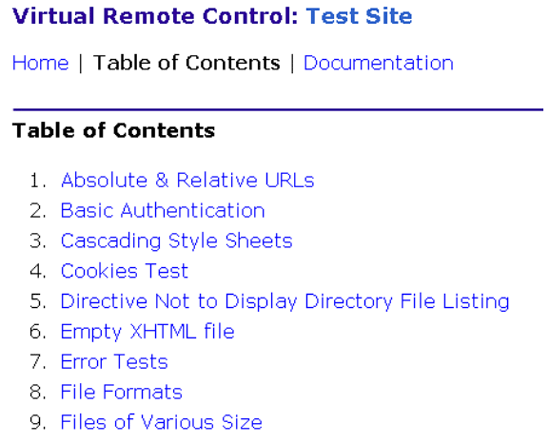 [Virtual Remote Control: Test Site - more text]