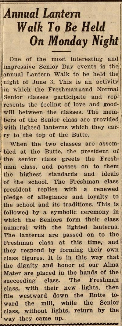 Lantern Walk Tradition, The Collegian, 1929
