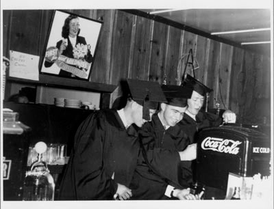 Students celebrating graduation at the Varsity Inn, 1930s