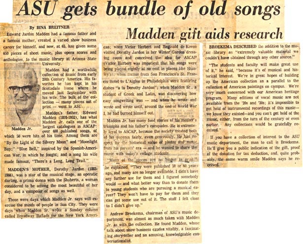 Arizona Republic article about 
Music Library, 1970