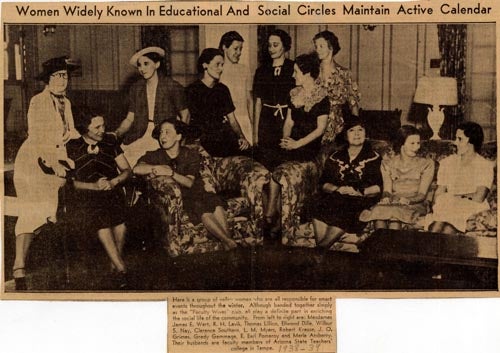 Faculty Wives Club, 1938-39