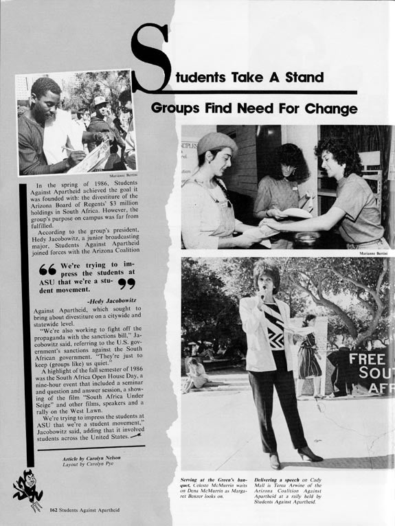 Students organize for social issues, 1986-87