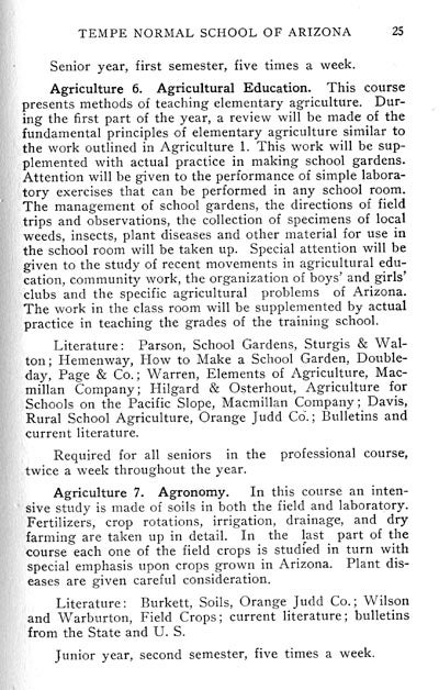 Normal School Agriculture Curriculum, 1915