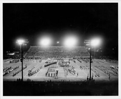 Half-time performance at Goodwin Stadium, ca. 1940s