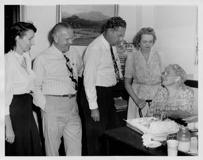 Laura Dobbs at her birthday party, 1948