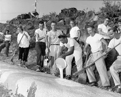 Whitewashing the 'A', ca. 1950