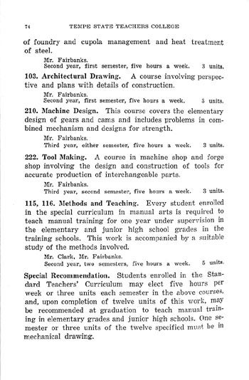 Industrial Arts curriculum, 1927-28