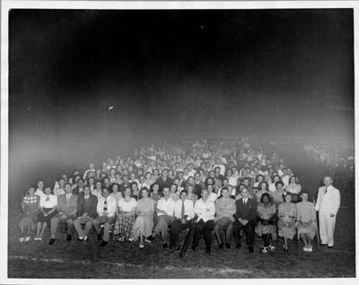 Honors and Awards Assembly at Goodwin Stadium, Regent Lynn M. Laney at right, 1950s