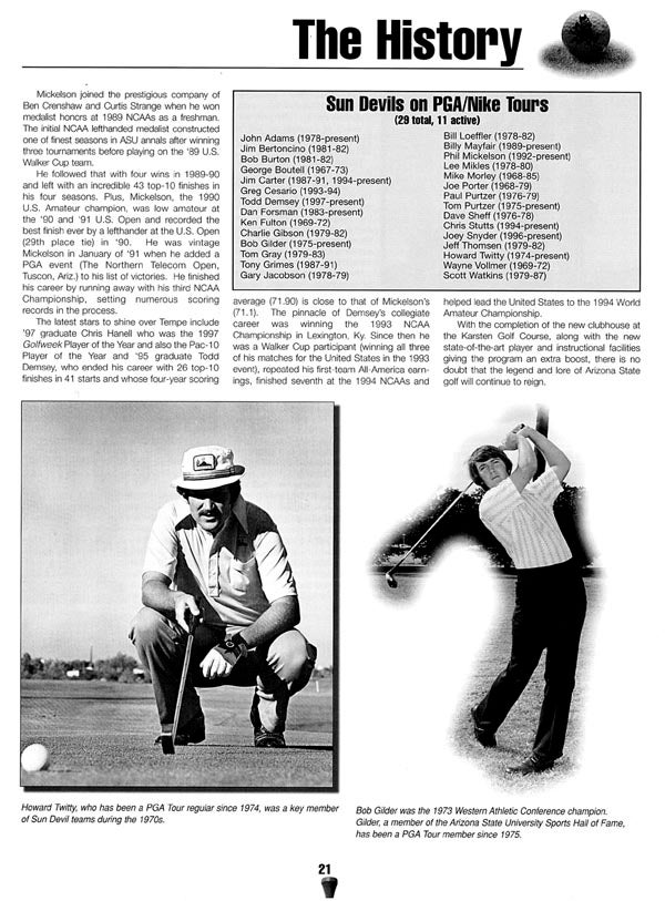 Men's Golf Recent History, 1999