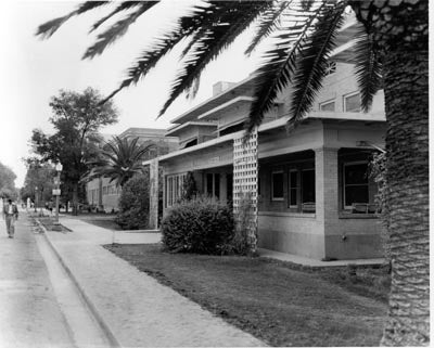 Matthews Hall on Tyler Mall toward the east, 1960s