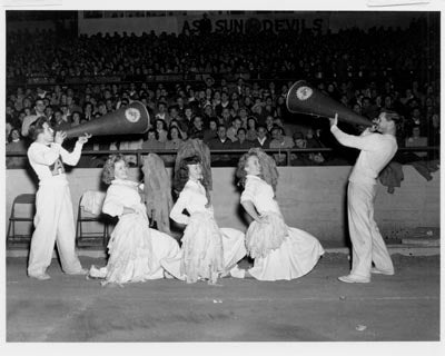 Cheerleaders at Homecoming, 1948