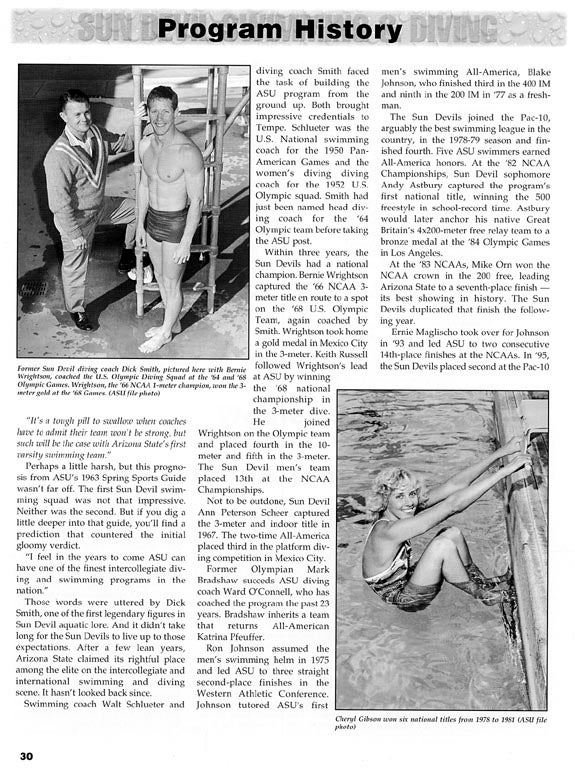 Swimming Recent History, Media Guide ASU Swim Team History, 1998-99