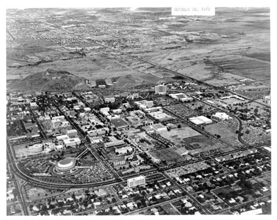 Aerial of the campus toward the northeast, 1970
