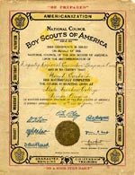 Boy Scout Certificate, 1925