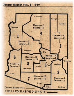 Image Illustrating 8 New Legislative Districts in 1966