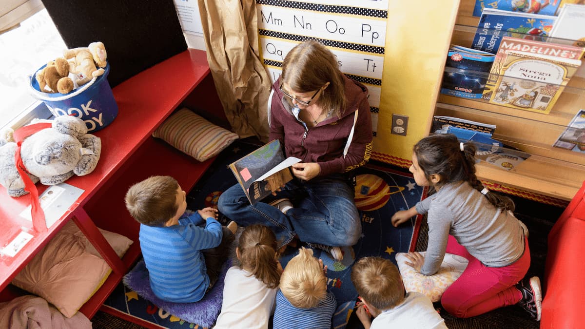 Teacher reading to students