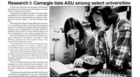 Newspaper article about ASU research