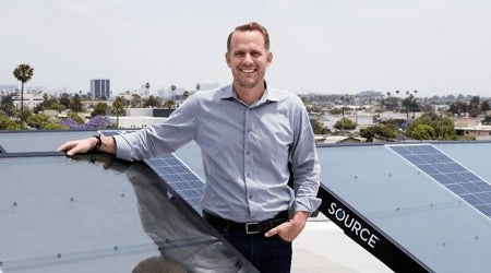 Man with solar panels