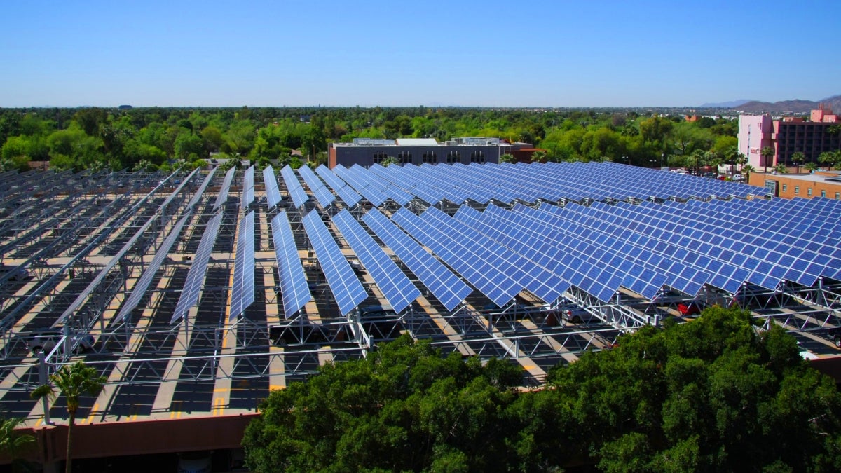 Field of solar panels at Arizona State University