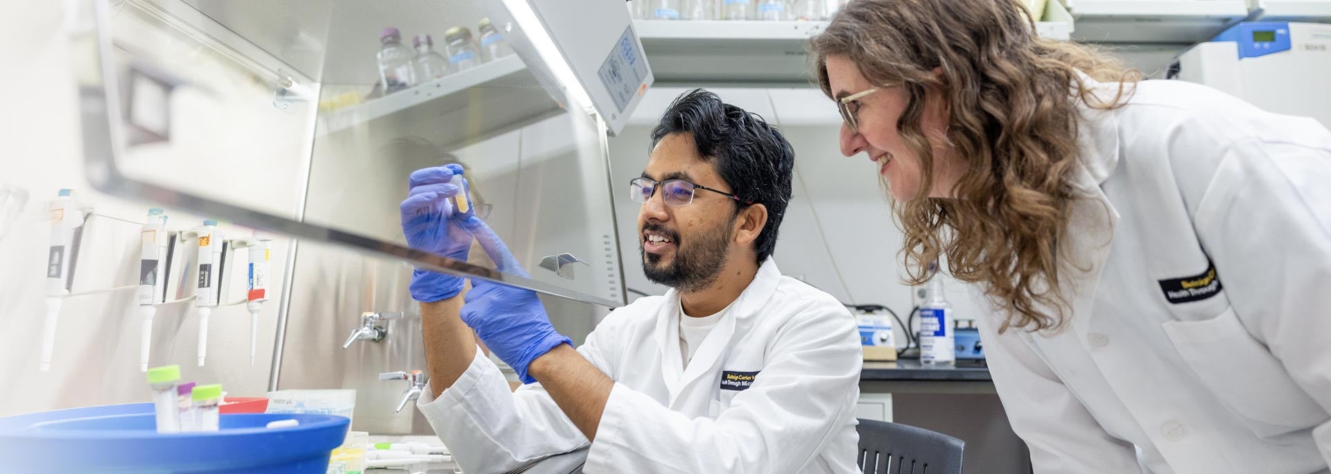 Faculty and student in lab